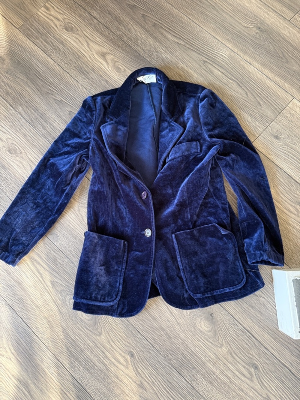 Vintage Bette Knit Navy Velvet Blazer 90s Soft Luxe Jacket